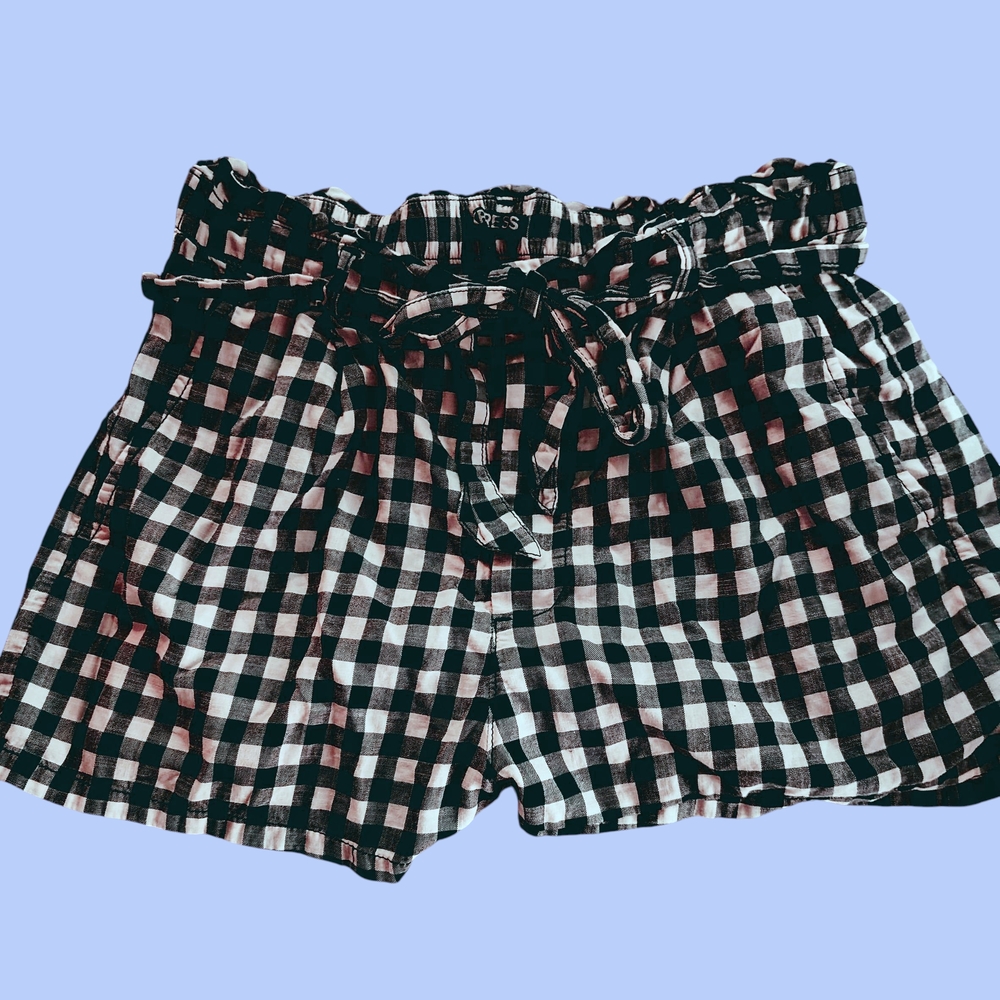 Express High Waist Black and White Gingham Shorts